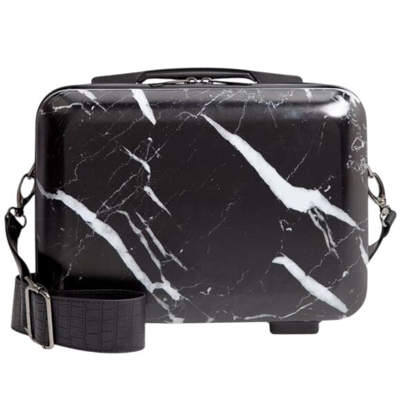 CALPAK Hard Side Cosmetics Amber Black Marble Travel Carry On Vanity Case NWOT